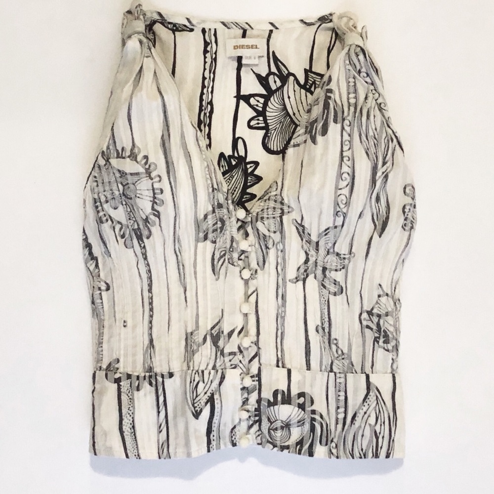 Diesel sleeveless, plunging collar top